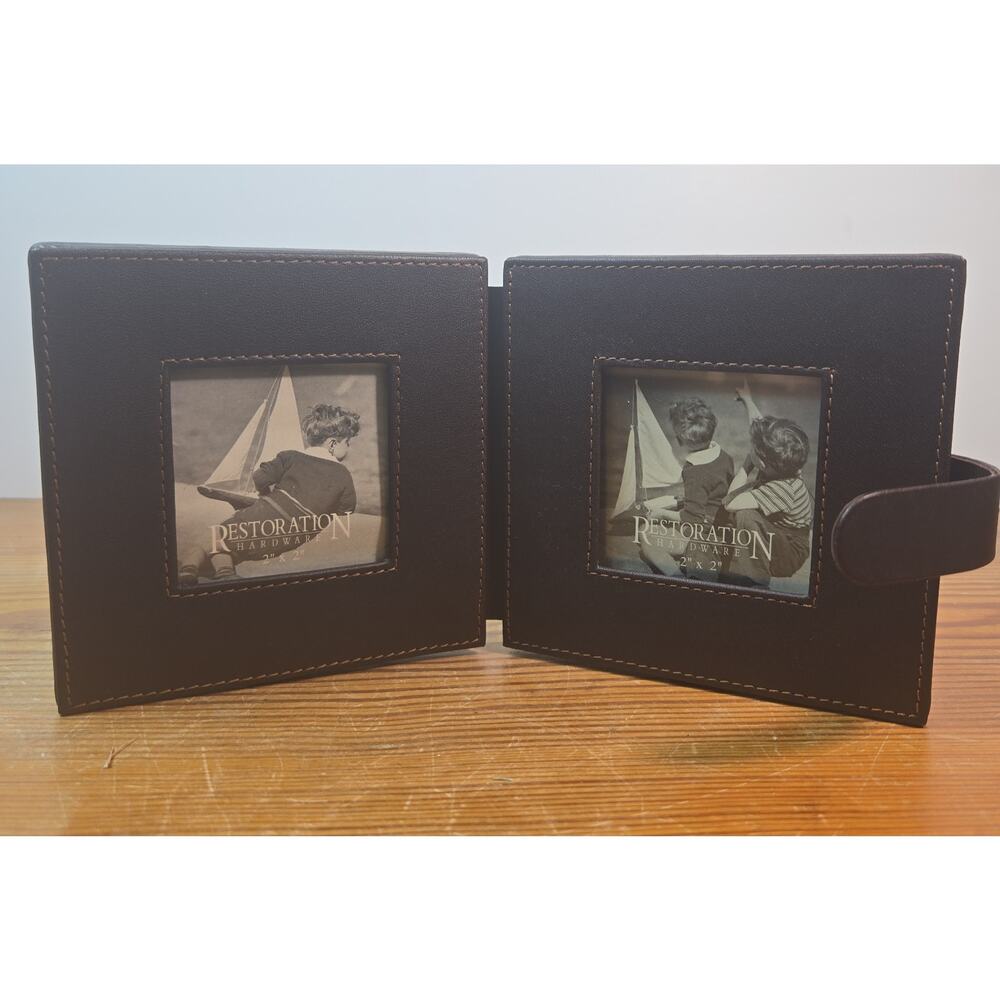 Restoration Hardware Leather 2"x2" Mini Photo Album